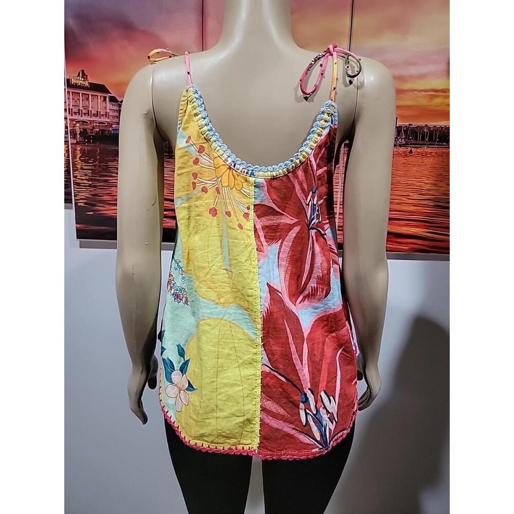 Farm Rio mixed garden tank top Size M Multicolor Linen Blend NEW #3 - Picture 10 of 15